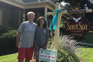 Oldwick NJ Posing With Ribbons Sign