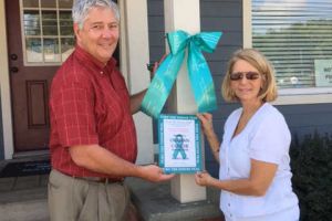 Washingtonville New York Man Woman With Ribbon Teal Sign